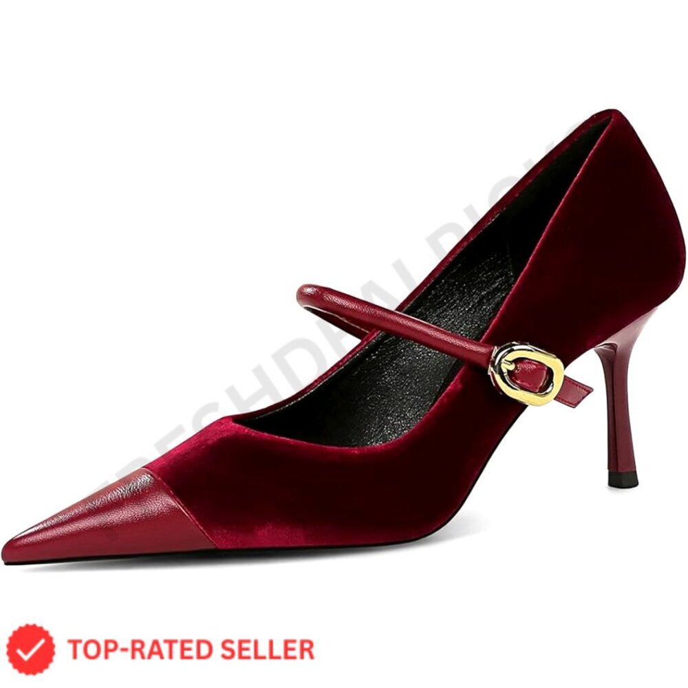 Elegant Stiletto Heels Pointed Toe Pumps Single-Strap Dressy Wedding Party Shoes
